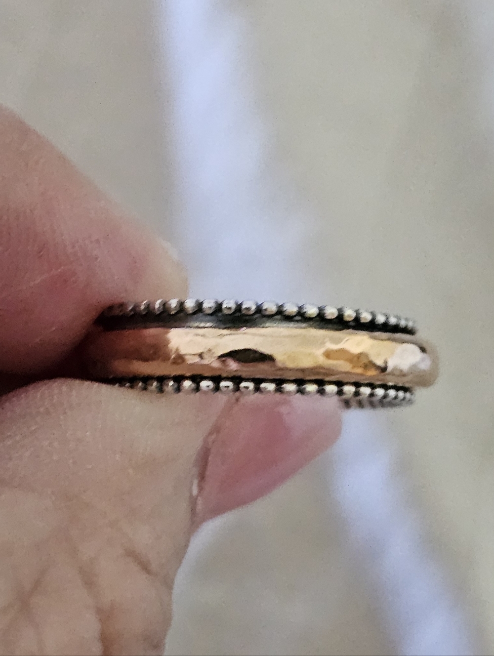 Sz 8, AC of ISRAEL 2-tone 925 & 14K Rose Gold over 925,Spinner Ring, 3.9g